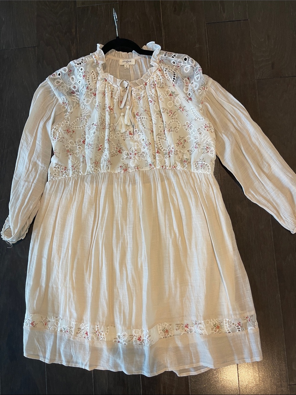 Boho Ivory Floral Embroidered Peasant Dress